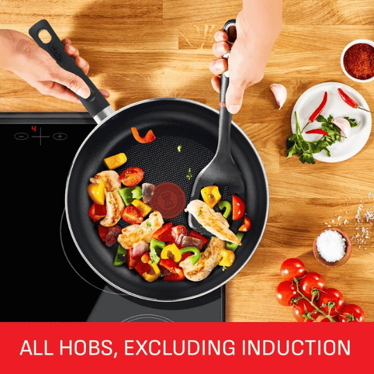 Tefal Essential Non-Stick 5-Piece Pan Set, Glass Lids, Black