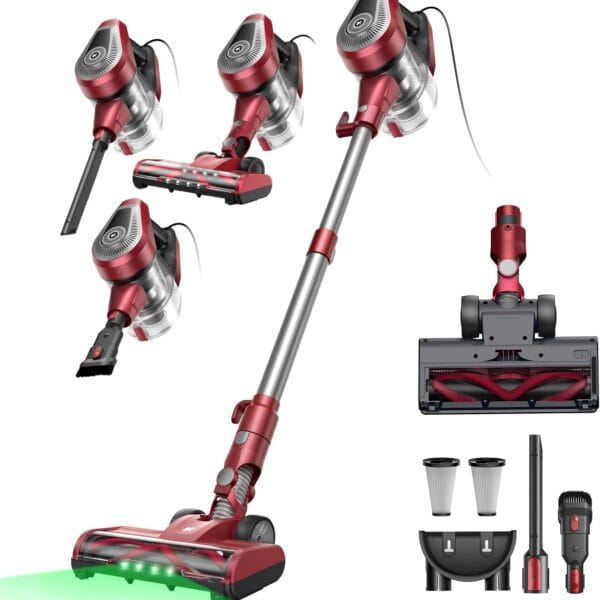 Vexilar Corded Vacuum Cleaner 60KPa/600W,Self-Standing,1.5L Large Dustbin