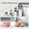 HOMCOM 50L Sensor Bin with Soft-Close Lid Automatic Kitchen Bin Silver Tone Electronic Touchless Motion Sensor