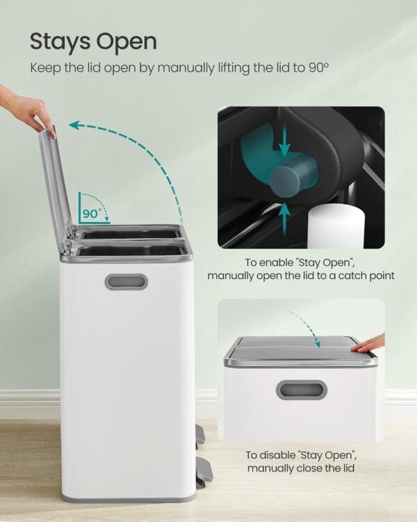 71eyq6Fu04L._SL1500_ SONGMICS Dual Rubbish Bin Metal Recycling Bin with 15 Rubbish Bags