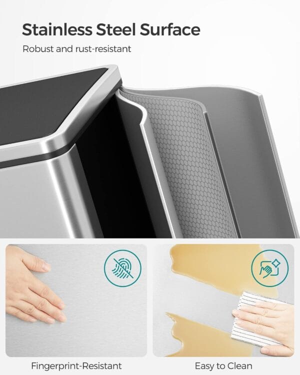 71wasO4QukL._AC_SL1500_ SONGMICS Trash Can, 2 x 8 Gallon (2 x 30 L) Garbage Can for Kitchen with 15 Trash Bags