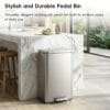 EKO Madison Brushed Stainless 50 Liter/13.2 Gallon Step Trash Can with Inner Liner