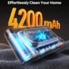 80Mins Cordless Vacuum Cleaner, 650W 55Kpa Stick Vacuum Cleaner for Home