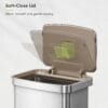 EKO Hudson Matte Stainless 50 Liter/13.2 Gallon Step Trash Can with Rear Trash Bag Storage Compartment