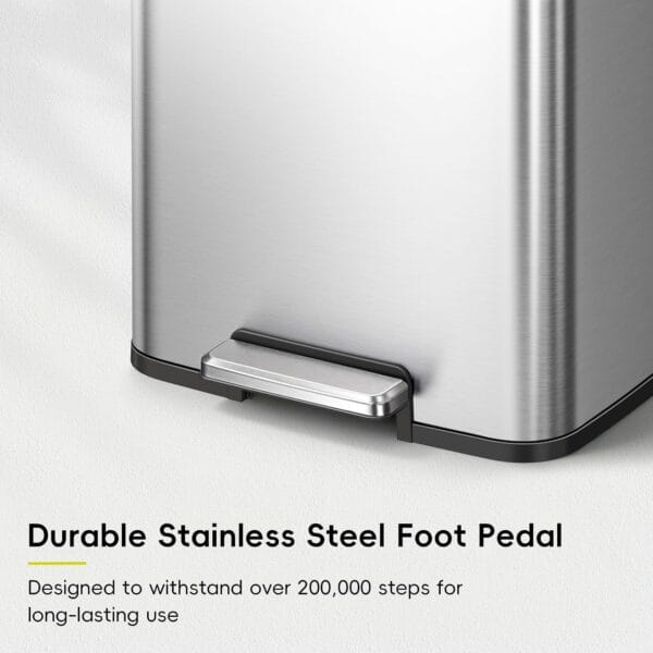 EKO Madison Brushed Stainless 50 Liter/13.2 Gallon Step Trash Can with Inner Liner